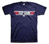 Top Gun Offizielles Lizenzprodukt Distressed Logo Herren T-Shirt (Marineblau), Large