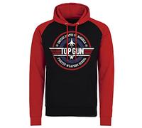 Top Gun Offizielles Lizenzprodukt Fighter Weapons School Baseball Kapuzenpullover (Schwarz-Rot), Small