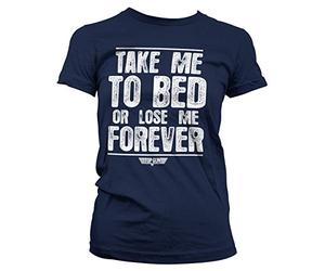 Top Gun Offizielles Lizenzprodukt Take Me to Bed Or Lose Me Forever Damen T-Shirt (Marineblau), Large