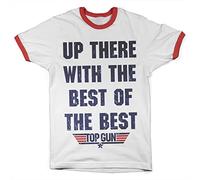 Top Gun Offizielles Lizenzprodukt Up There with The Best of The Best Ringer Herren T-Shirt (weiß Rot), Medium