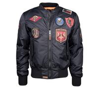 Bomberjacke TOP GUN "im Pilotenstil mit Patches TG20191053", Herren, Gr. 58 (3XL), blau (navy), Obermaterial: 100% Nylon. Innenfutter: 100% Polyester. Strick: 100% Polyester. Wattierung: 100% Polyeste