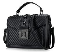 Top Handle Bag with Strap Crossbody Bag Leather Designer Handtaschen for Women Black Purse Quilted Shoulder Bag Classic Flap Bag, Schwarz, 10 x 8 inch