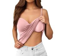 Top Knöpfe Vorne Tank Coole Trägershirt Figurumspielende Binden Muscle Überkreuztes Camisole Print Schulterpolster Ärmeln Rippshirt Sehr Tiefen Zip 48 Formendes Unterzieh Laufshirt