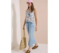 Top mit gerundetem V-Neck und Flechtdetail