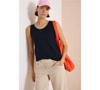 Top mit gerundetem V-Neck und Flechtdetail