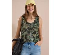 Trägertop CECIL, Damen, Gr. XL (44), raw khaki, Web, 100% Baumwolle, Paisley, normal normal, V-Ausschnitt, abgesteppt, Tops Trägertop, aus reiner Baumwolle (36904711-XL) raw khaki
