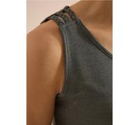 Top mit gerundetem V-Neck und Flechtdetail
