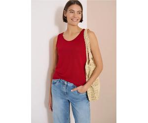 Top mit gerundetem V-Neck und Flechtdetail