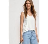 Top mit Rounded V-Neck und Knopfdetail