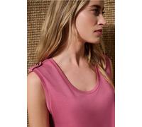 Shirttop STREET ONE, Damen, Gr. 40, blush berry, Jersey, Obermaterial: 50% Baumwolle, 50% Modal, unifarben, tailliert hüftbedeckend, V-Ausschnitt, Tops Shirttop, Sommertop mit V-Neck und Knopfdetail (