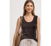 Top mit Rounded V-Neck und Knopfdetail