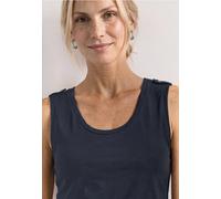 Trägertop STREET ONE, Damen, Gr. 36, schwarzest blau, Web, 50% Baumwolle, 50% Modal, unifarben, normal normal, V-Ausschnitt, abgesteppt, Tops Trägertop, mit V-Ausschnitt (22255942-36) schwarzest blau