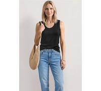 Trägertop STREET ONE, Damen, Gr. 44, schwarz, Web, 50% Baumwolle, 50% Modal, unifarben, normal normal, V-Ausschnitt, abgesteppt, Tops Trägertop, mit V-Ausschnitt (65737252-44) schwarz