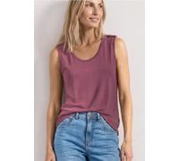 Top mit Rounded V-Neck und Knopfdetail