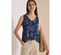 Shirttop CECIL, Damen, Gr. L (42), urban dunkelblau, Jersey, Obermaterial: 50% Baumwolle, 50% Modal, bedruckt, hüftbedeckend, V-Ausschnitt, Tops Shirttop, Sommertop mit Rounded V-Neck und grafischem M
