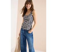 CECIL Tanktop Style Linda Damen Rundhals mit Leo-Muster 100% Baumwolle XL urban dunkelblau