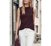 Ripptanktop STREET ONE STUDIO, Damen, Gr. 44, very berry, Web, 40% Polyester, 35% Baumwolle, 20% Viskose, 5% Elasthan, unifarben, normal normal, ohne Ausschnitt, abgesteppt, Tops, soft und stretchig (