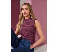Shirttop STREET ONE, Damen, Gr. 40, lila (blush berry), Jersey, Obermaterial: 58% Baumwolle, 38% Modal, 4% Elasthan, gemustert, tailliert hüftbedeckend, Rundhals, Tops Shirttop, Sommertop mit grafisch