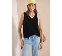 Trägertop CECIL, Damen, Gr. L (42), schwarz, Web, 50% Baumwolle, 50% Modal, unifarben, comfort fit normal, V-Ausschnitt, abgesteppt, Tops Trägertop, mit femininem V-Ausschnitt (37736848-L) schwarz