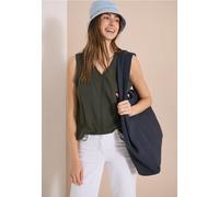 Trägertop CECIL, Damen, Gr. L (42), khaki, Web, 50% Baumwolle, 50% Modal, unifarben, comfort fit normal, V-Ausschnitt, abgesteppt, Tops Trägertop, mit femininem V-Ausschnitt (58266858-L) khaki