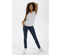 KAFFE Top Amber Damen Oberteile Sommer V-Ausschnitt Ärmellos Blusentop Streifen top Basic Loose Bluse Chalk/52737 44