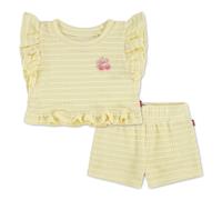 Top & Shorts LEVI'S KIDS "LVG RUFFLE TOP & SHORT SET", Mädchen, Gr. 9M74, french vanilla, Jersey, Obermaterial: 67% Polyester, 30% Viskose, 3% Elasthan, unifarben, KOB Set-Artikel, mit Struktur und Rü