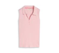 Poloshirt TOM TAILOR, Damen, Gr. XXL, rosa (pink weiß structure stripe), Single Jersey, Obermaterial: 97% Baumwolle, 3% Elasthan, gestreift, regular fit hüftbedeckend, V-Ausschnitt, abgesteppte Kante,