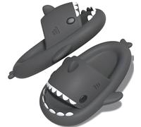TOPALL Hai Hausschuhe,Shark Slippers,Hausschuhe Damen/Herren/Kinder Badelatschen,Hai Schuhe,Hai Schlappen,Pillow Cloud Shark Slides Süße Cozy Sharky Lustig Badesandalen für Sommer(Grau,30/31)