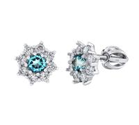 Topas Ohrstecker aus Weißgold 585 Quinn mit echtem blauen Topas und Brilliance Zirconia