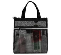 TOPASION Duschtasche aus Netzstoff, tragbar, klein, zum Aufhängen, Kulturbeutel, für Fitnessstudio, Reisen, Strand, Badezimmer, Sonnenschutz, Schwarz, 10.5" x 10" x 2.8", modisch
