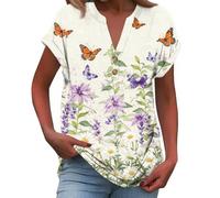 Topassion Damen Bluse Leichte Oberteil Baggy Damenkleidung Bequem Tops Kurzarm Freizeitshirt Elegant Sommershirt Outdoor Sportshirt Sommer Sweatshirt Lässig Longshirts(D01-hellgrün,S)