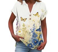 Topassion Damen Bluse Leichte Oberteil Baggy Damenkleidung Bequem Tops Kurzarm Freizeitshirt Elegant Sommershirt Outdoor Sportshirt Sommer Sweatshirt Lässig Longshirts(D02-beige,XL)