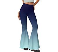 Topassion Musselin Hose Baumwolle Hosen Damen Leinenhose Outdoor Freizeithose Leicht Radlerhose Lässig Latzhose Passform Palazzohose Business Fahrradhose Bequem Jogginghose (D02-cyan,L)
