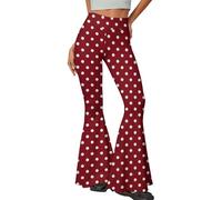 Topassion Musselin Hose Baumwolle Hosen Damen Leinenhose Outdoor Freizeithose Leicht Radlerhose Lässig Latzhose Passform Palazzohose Business Fahrradhose Bequem Jogginghose (D03-wein,L)