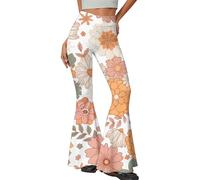 Topassion Musselin Hose Elegant Arbeitshosen Baggy Leinenhose Leicht Wanderhose Baumwolle Yogahose Modern Anzughose Einfarbig Radlerhose Passform Trainingshose (D02-orange,S)