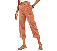 Topassion Musselin Hose Outdoor Sommerhose Elegant Freizeithose Baggy Arbeitshosen Leicht Jogginghose Elastischem Bund Anzughose Mode Trainingshose Weich Sommerhose Bequem (D03-orange,3XL)