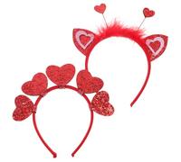 TOPBATHY 2 Stück pack Herz Haarbänder für Erwachsene Rotes Valentinsherz Stirnband aus Robustem Material Festliches Haarschmuck für Hochzeit Geburtstag und Party