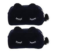 TOPBATHY 2 Stück Reisekosmetiktasche mit Katzenmotiv Leichter Kulturbeutel aus Flockstoff Niedliche Kosmetiktasche für Täglichen Gebrauch und Unterwegs