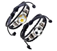 TOPBATHY 2 Stück Teiliges Fußball Lederarmband Modisches Armband für Fußballfans Beidseitig Perlenverziert Hautfreundlich und Bequem Stilvolles Herren Schmuckaccessoire für Jungen und