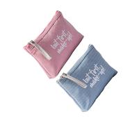 TOPBATHY 2stücke Kosmetiktasche mit Englischen Aufdrucken Reisekosmetiktasche Tragbare Aufbewahrungstasche für Kosmetikartikel und Hygieneartikel Organizer für Damen Rosa Blau