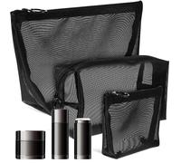 TOPBATHY 3 Stück Teiliges Nylon Mesh Kosmetiktaschen mit Reißverschluss Geräumig und Wasserabweisend Vielseitig für Make up Toilettenartikel und Reise Praktische Schminktaschen für Damen