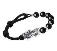 Topcrystal Feng Shui Armband Sterling Silber Armband Drache Pixiu Armband Armband Schwarz Obsidian Kristall Buddhistische Handmade Talisman Armband Natursteine Frauen Männer, Brass