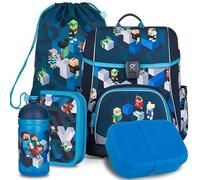 TOPGAL Schulranzen Set Jungen Mädchen ab 1 Klasse, 5 Teilig, Kinder Schultasche Erstklässler, Ergonomischer Schulrucksack für erste klasse. Grundschule Ranzen mit Brustgurt (PixelArt)