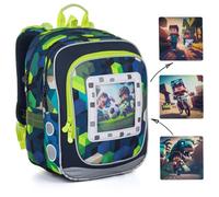 TOPGAL Schulrucksack für Jungen ab 1. Klasse, ergonomisch & leicht, wasserabweisend, mit reflektierenden Elementen, 21 L Schulranzen mit Brustgurt & Rückenpolsterung (PixelArt World)