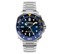 TOPHILL Armbanduhr Herren Automatik, Men Watch Profi-Tauchuhr, Wasserdicht Bis 300 Meter, Superluminova, Automatic Watch NH34Uhrwerk, Mit Datumsfenster, GMT (Blau)