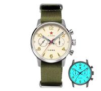 TOPHILL Classic Vintage 1963 40 mm Mechanische Herren-Fliegeruhr Chronograph mit Handaufzug, Kaliber ST1901 Seagull, Saphirglas, Gehäuse aus Edelstahl (Leuchtendes Zifferblatt)