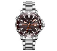 TOPHILL Herren-Taucheruhr, 300 m, 316L Edelstahl, S280 Saphir, automatisches Uhrwerk, superleuchtende mechanische Uhr TD003G, braun, 22mm-20mm, Armband