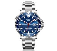 TOPHILL Herren Taucheruhr 300M 316L Edelstahl Saphir S280 Automatikuhr Super Leuchtend Mechanische Uhr TD003G, blau, Armband