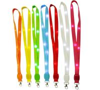 TopHomer 7er-Pack LED-Umhängebänder, Polyester-Umhängeband mit Karabinerhaken für Ausweise, Abzeichen, Schlüssel, 3 Blinkmodi (Batterien im Lieferumfang enthalten)