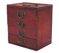 TOPINCN Vintage-Holz-Schmuckschatulle, Kosmetikbox, 4-lagig, Antiker Retro-Organizer, Großes Fassungsvermögen, Schubladenetui, Schatzkiste, Schmuck-Organizer, Schmuckschrank,